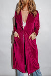 Retro Velvet Long Sleeve Pocket Coat-Outerwear-MomFashion