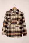 Orange Geometric Plaid Print Pocketed Shacket-Outerwear-MomFashion