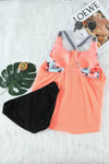 Orange Printed Splicing Racerback Tankini-Swimwear-MomFashion