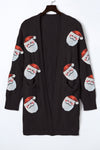 Black Sequined Santa Claus Cable Knit Open Cardigan-Tops-MomFashion