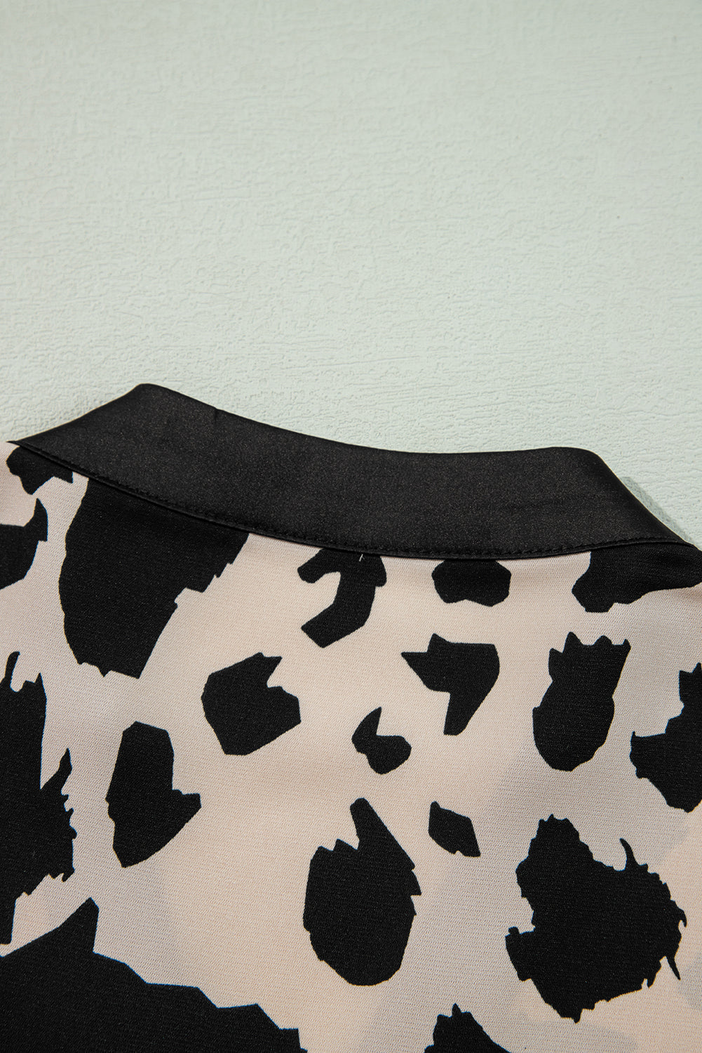 Khaki Cheetah Contrast Trim Loose Fit Two Piece Sleepwear-Loungewear & Sleepwear/Sleepwear-MomFashion