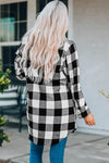 Black Turn-down Collar Plaid Shirt Coat-Outerwear-MomFashion