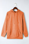 Orange Mineral Wash Kangaroo Pocket Drawstring Pullover Hoodie-Tops-MomFashion