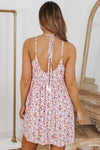 Purple Sleeveless Front Cut-out Backless Floral Dress-Dresses-MomFashion