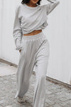 Light Grey Solid Criss Cross Crop Top and Pants Active Set-Activewear-MomFashion