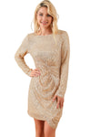 Apricot Knot Pack Hip Sequin Dress-Dresses-MomFashion