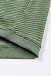 Green Ribbed Corded Oversized Sweatshirt-Tops-MomFashion