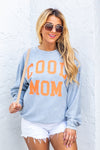 Gray Cool Mom Graphic Print Cording Sweatshirt-Tops-MomFashion