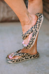 Leopard Print Thick Sole Flip Flops-Shoes & Bags-MomFashion