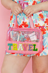 Light Pink TRAVEL Chenille Letter Clear PVC Makeup Bag-Accessories-MomFashion