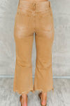 Brown Distressed Hollow-out High Waist Cropped Flare Jeans-Bottoms-MomFashion