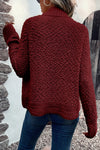 Fiery Red Popcorn Knit Open Front Cardigan-Tops-MomFashion