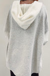 Gray Button Up Contrast Knitted Sleeves Hooded Jacket-Outerwear-MomFashion