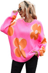 Flower Pattern Slouchy Sweater-Tops-MomFashion