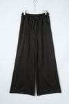 Gray Mineral Washed Drawstring Retro Wide Leg Pants-Bottoms-MomFashion