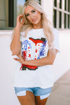 White American Flag Boots Graphic Tee-Graphic-MomFashion