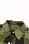 Green Turn-down Collar Plaid Shirt Coat-Outerwear-MomFashion