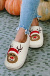 White Christmas Deer Home Indoor Plush Slippers-Shoes & Bags-MomFashion