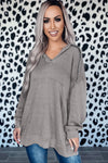 Gray Mineral Wash Exposed Seam Pullover Hoodie-Tops-MomFashion