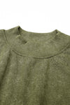 Green Drop Shoulder Crew Neck Pullover Sweatshirt-Tops-MomFashion