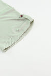 Green Ribbed Roll-tab Sleeve Chest Pocket Oversize Top-Tops-MomFashion