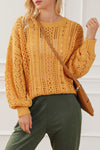 Ginger Cable Knit Hollow Out Drop Shoulder Sweater-Tops-MomFashion