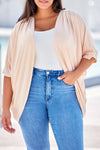 Apricot Shimmer Ribbed Texture Plus Size Cardigan-Plus Size-MomFashion