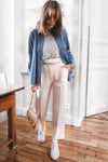 Sky Blue Button-up Long Sleeve Denim Shirt Jacket-Outerwear-MomFashion