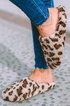 Camel Leopard Print Fuzzy Home Slippers-Shoes & Bags-MomFashion