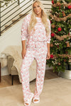 Pink Santa Claus Striped Print Loose Fit Two Piece Lounge Set-Loungewear & Sleepwear/Loungewear-MomFashion