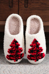 White Fuzzy Tree Pattern Christmas Fashion Home Slippers-Shoes & Bags-MomFashion