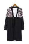 Black Leopard Detail Plus Size Cardigan-Plus Size-MomFashion