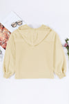 Apricot Flap Pocket Drawstring Hood Zip Up Jacket-Outerwear-MomFashion