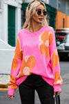 Flower Pattern Slouchy Sweater-Tops-MomFashion