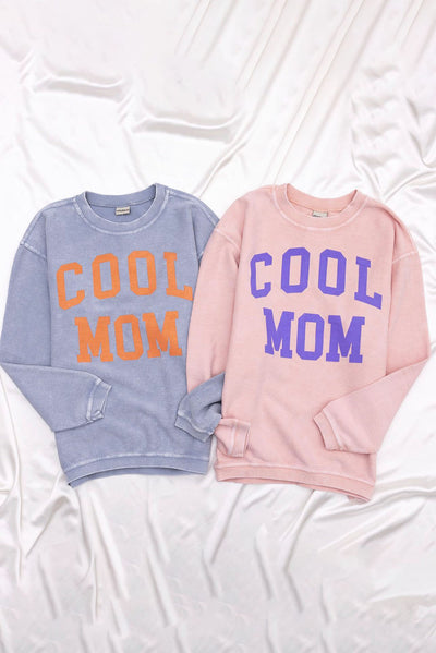 Gray Cool Mom Graphic Print Cording Sweatshirt-Tops-MomFashion