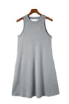 Gray Crisscross Cut-out Back Knit Sleeveless Dress-Dresses-MomFashion