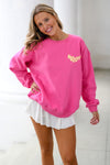 Strawberry Pink HOWDY Back Western Graphic Pullover Sweatshirt-Tops-MomFashion