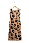 Leopard Split Open Back Sleeveless Maxi Dress-Dresses-MomFashion