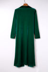 Green Velvet Open Front Pocketed Long Duster-Tops-MomFashion