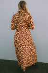 Leopard Button-Up Long Sleeve Maxi Dress-Dresses-MomFashion