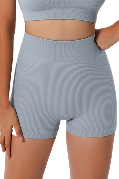 Gray Peach Hip Fitness Yoga Shorts-Activewear-MomFashion