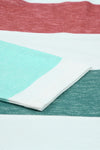Green Plus Size Colorblock Pullover Top-Plus Size-MomFashion