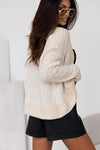 Apricot Popcorn Knit Open Front Cardigan-Tops-MomFashion