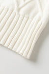 White Textured Knit Button Decor Pullover Sweater-Tops-MomFashion