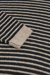 Black Striped Turtleneck Loose Sweater-Tops-MomFashion