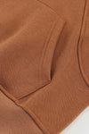 Brown Quarter Zip Kangaroo Pocket Hoodie-Tops-MomFashion