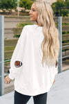 White Sequin Rugby Graphic Pullover Sweatshirt-Tops-MomFashion