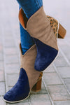 Leopard Print Color Block Patchwork Heeled Boots-Shoes & Bags-MomFashion