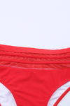 Red Scalloped Criss Cross High Waist Bikini-Swimwear-MomFashion