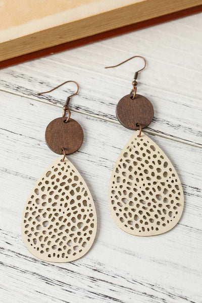 Apricot Colorblock Cut-Out Water Drop Hook Earrings-Accessories-MomFashion